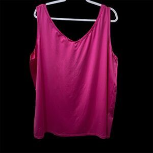 Avenue Women's Reversible Tank Scoop and V Neck, Pink, Plus Size 26 / 28 NWT
